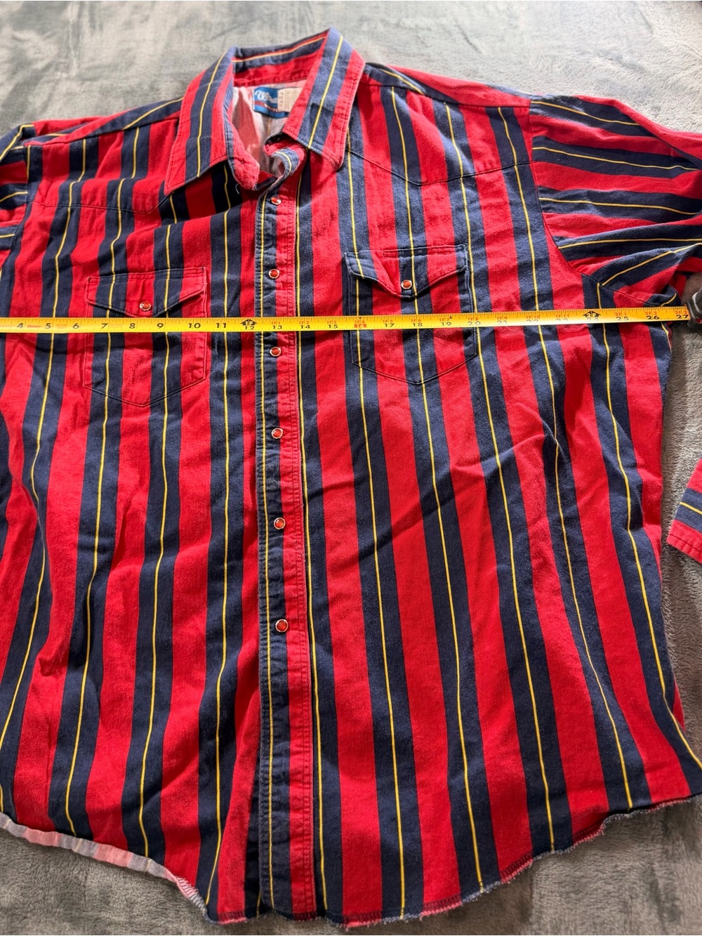 Wrangler Red Navy Striped snap - down Shirt - Picture 5 of 12